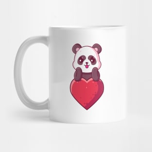 Cute Panda with big love. Gift for valentine's day with cute animal character illustration. Mug